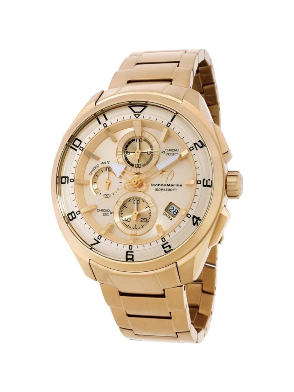NWT Technomarine Ocean Chronograph Quartz Gold Dial Men's Watch